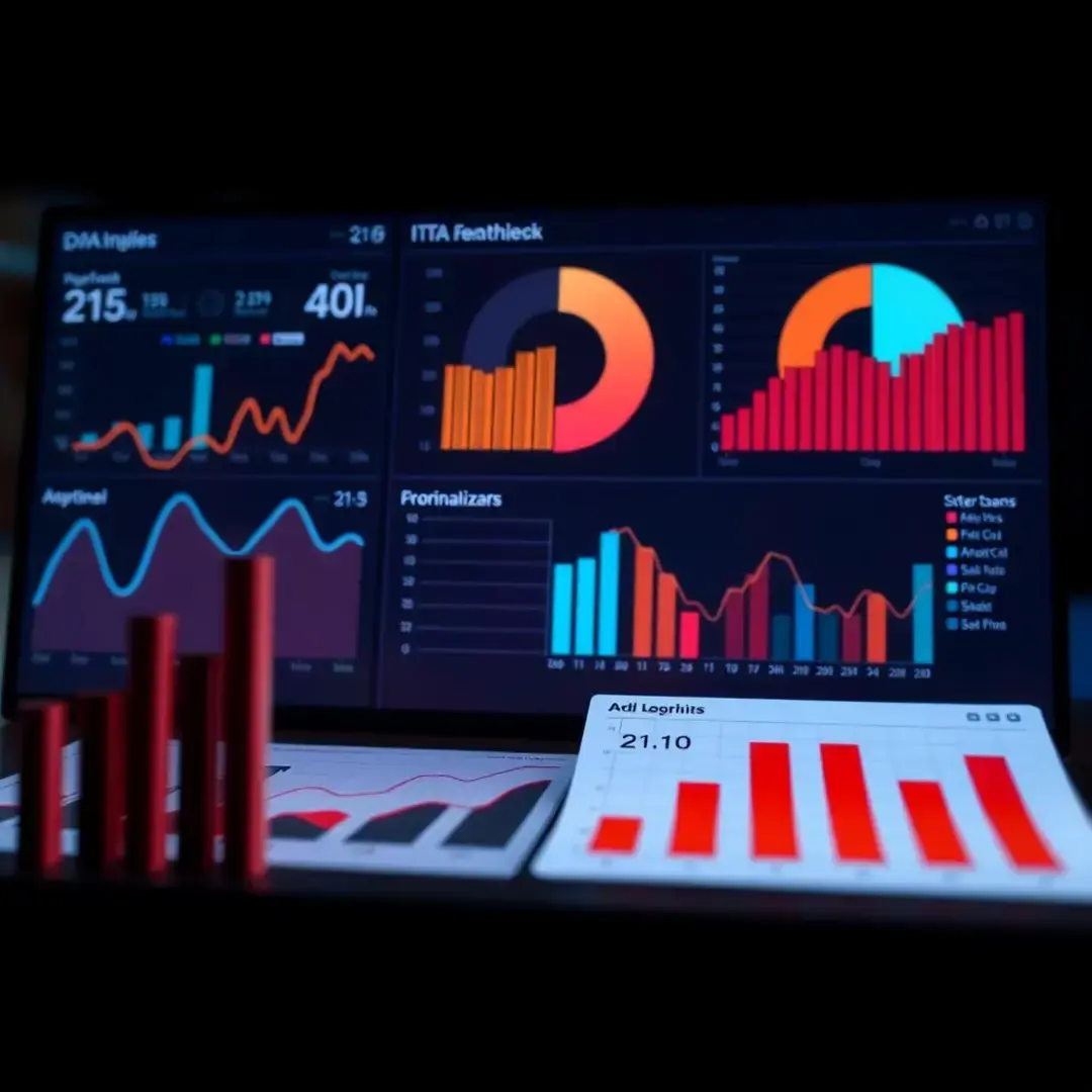 Graphs, AI algorithms, data analysis, customer segmentation, insights dashboard.