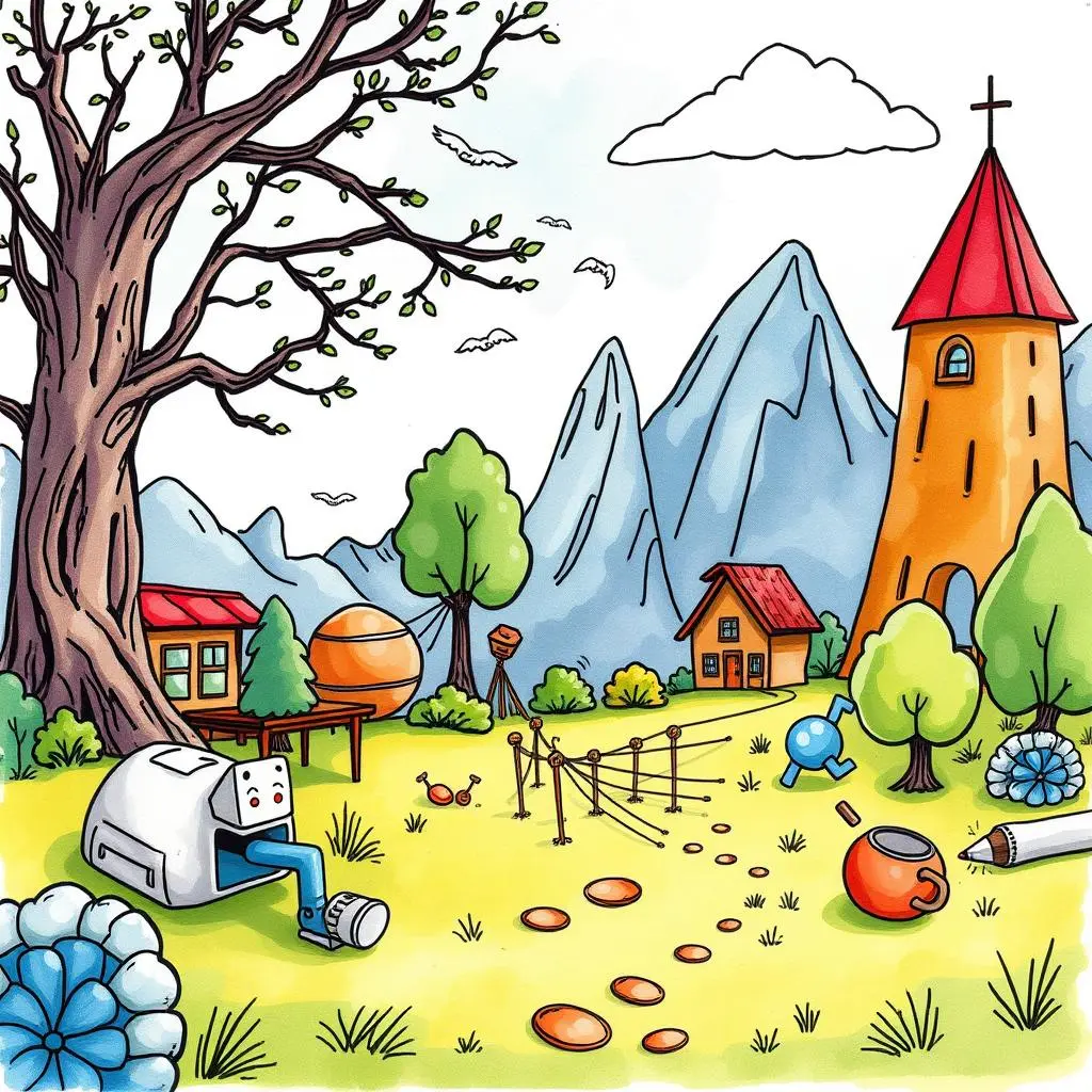 Specification clarity enhancer: Improve clarity of software specifications quickly 1 Colorful illustration depicting a serene landscape with mountains, buildings, and nature.