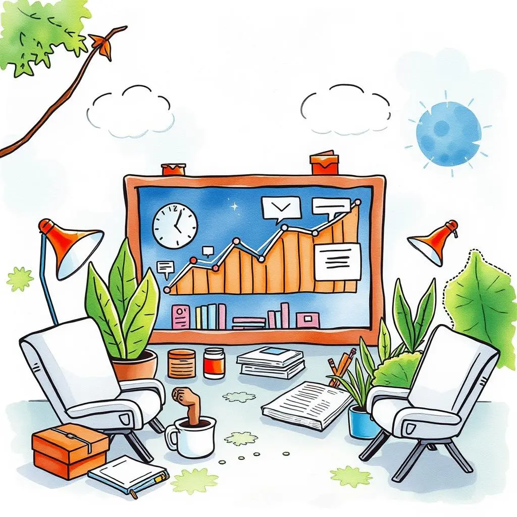 Channel effectiveness evaluator: Evaluate effectiveness of different social media channels 1 A colorful workspace featuring a chart displaying analytics, suitable for social media effectiveness evaluation.