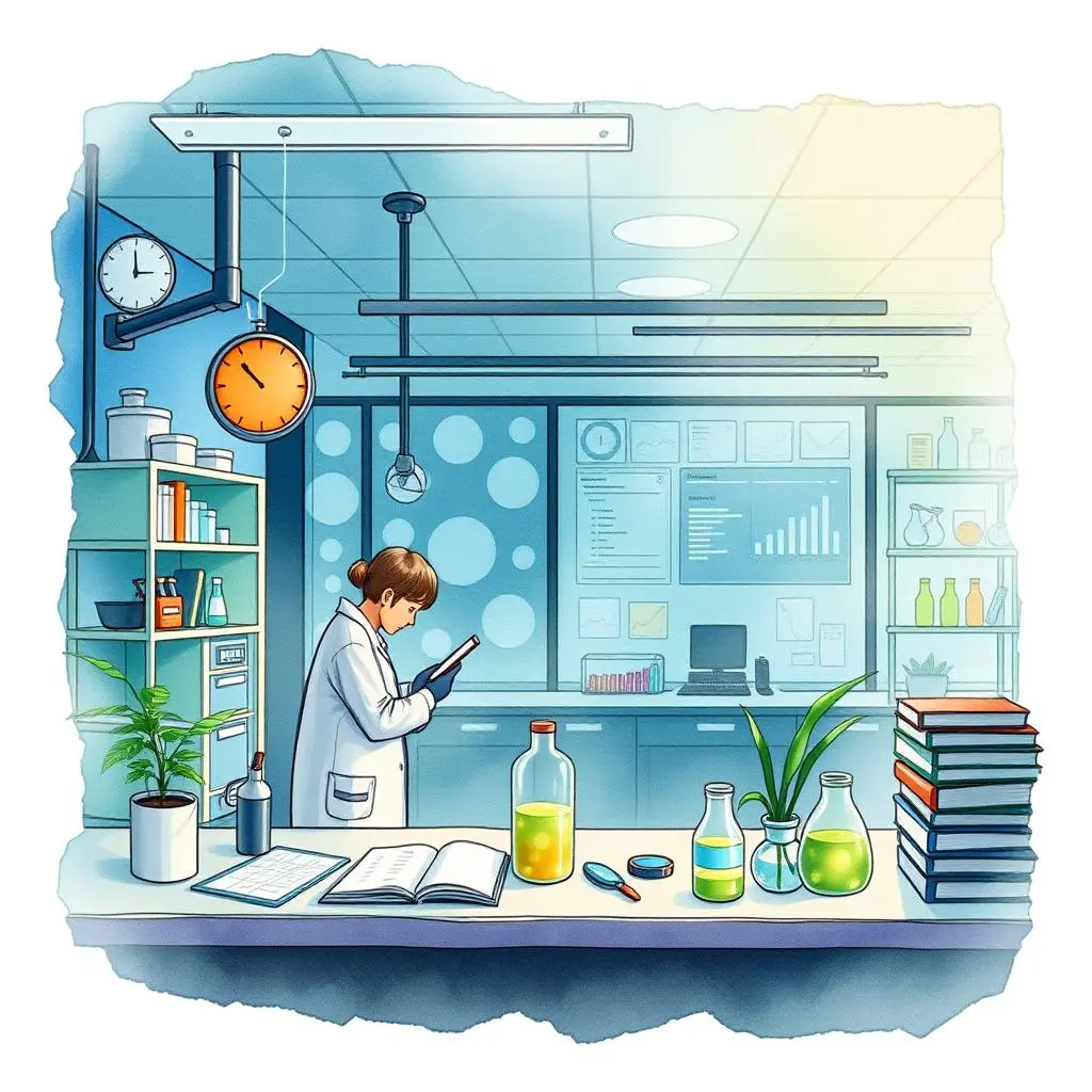 Results narrator: Craft engaging narratives from research results 1 Scientist analyzing data in a modern laboratory setting.