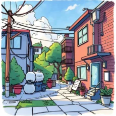 Utility expense tracker visualizing a pleasant residential scene with utility management elements.