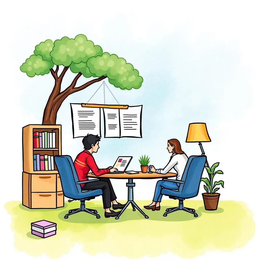 Executive agenda generator: Create tailored agendas for executives quickly 1 Two professionals collaborating at a desk, creating tailored executive agendas.