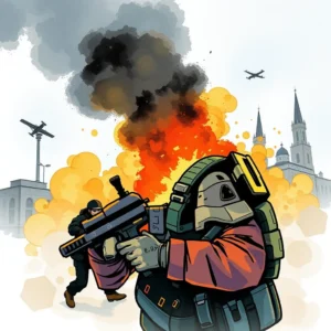 Illustration depicting dynamic attack simulations with tactical imagery.