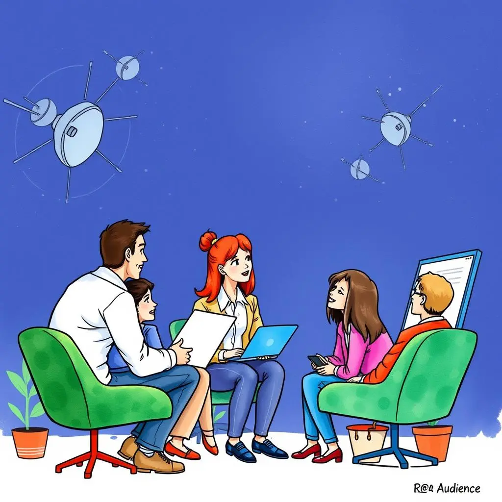 Feedback response analyzer: Summarize customer feedback for targeting 1 A group of diverse professionals discussing insights in a vibrant, modern office setting.