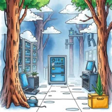 Illustration of an it environment highlighting backup management concepts.