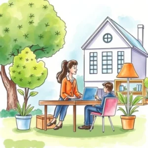 Open enrollment overview summary: Summarize benefits options for easy understanding 9 An hr professional reviews benefits options with a child at home.