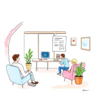 Open enrollment reminder generator: Automatically create enrollment period reminders 10 A welcoming HR office scene depicting staff engaging with the Open Enrollment Reminder Generator tool.