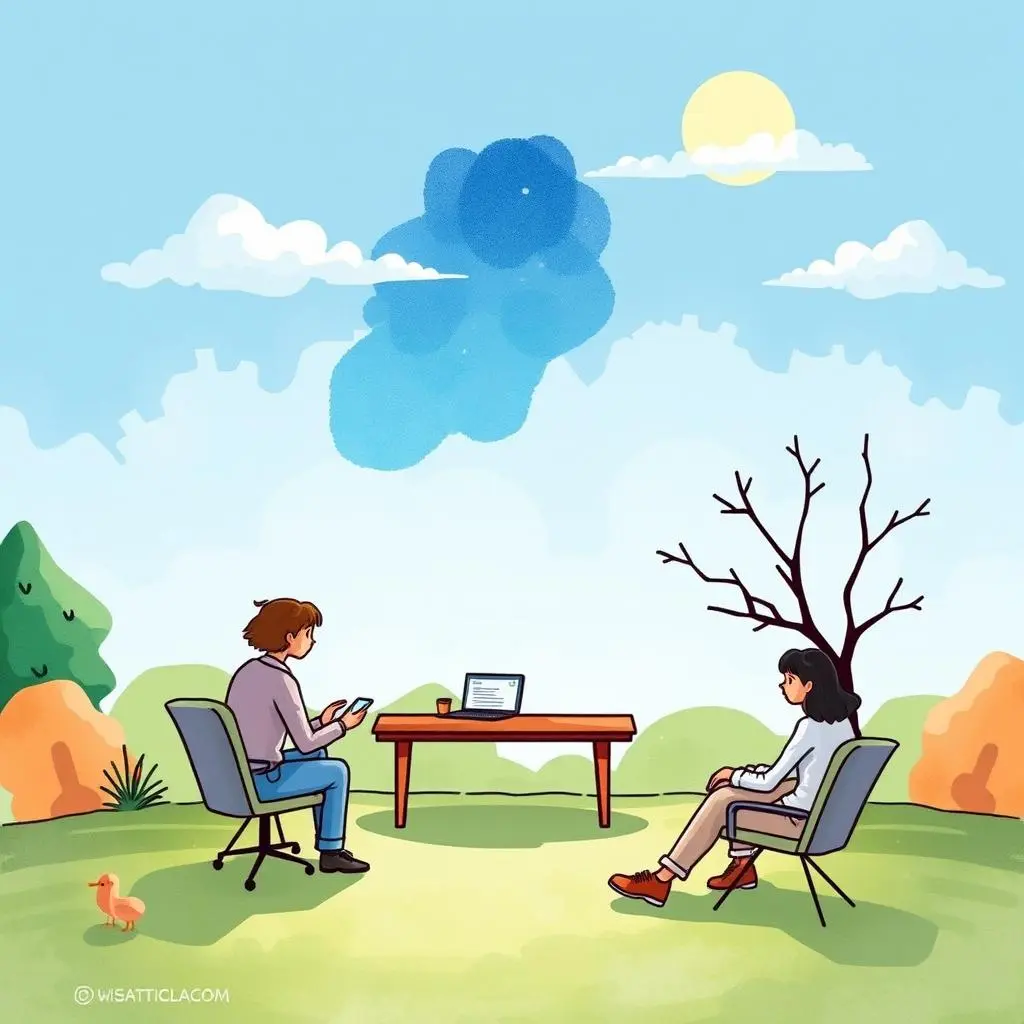 Policy explanation tool: Generate summaries of benefit policies for clarity 1 Two professionals discussing policies in a serene outdoor office setting.