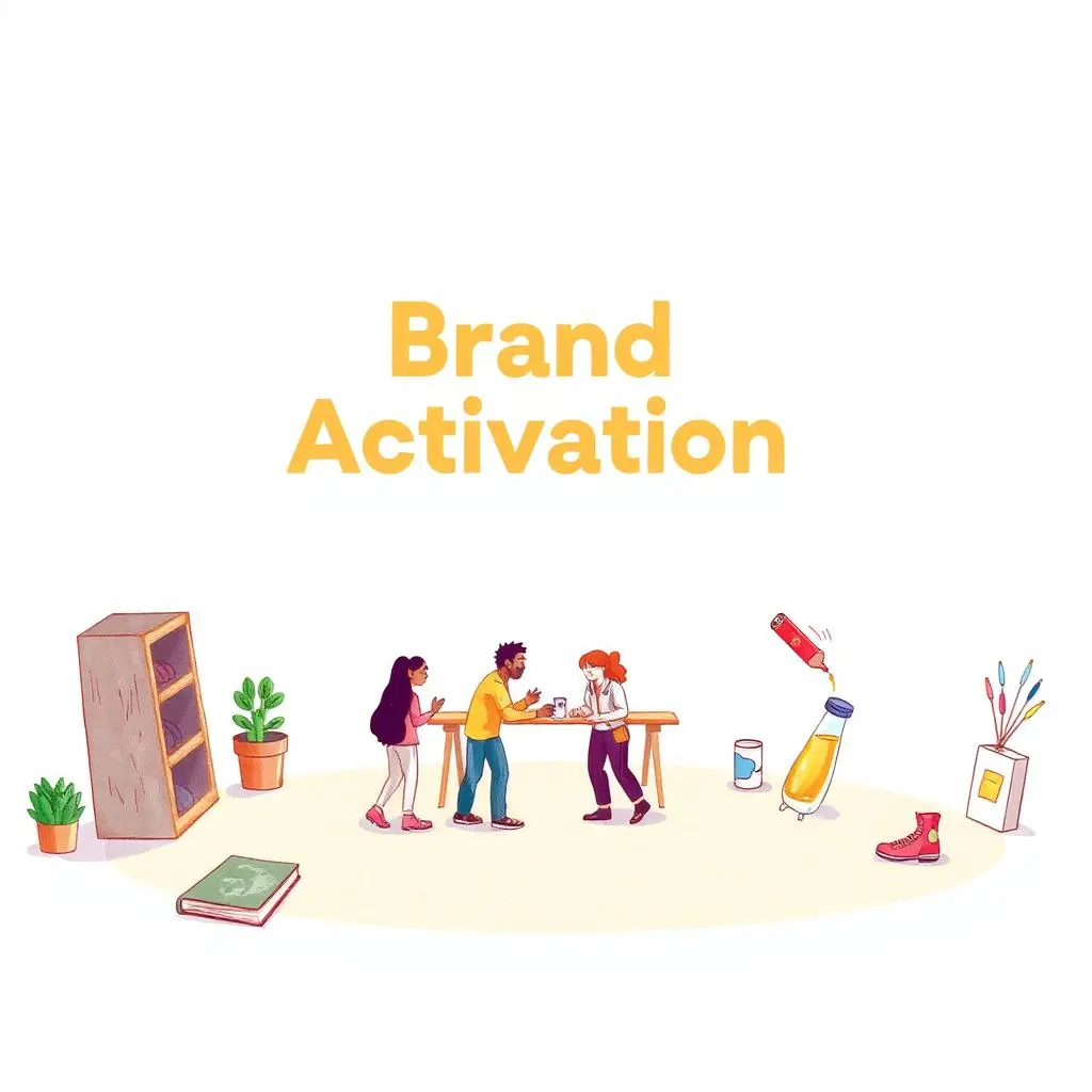 Brand narrative synthesizer: Generate cohesive narratives from brand guidelines 1 People collaborating creatively in a vibrant workspace on brand activation.