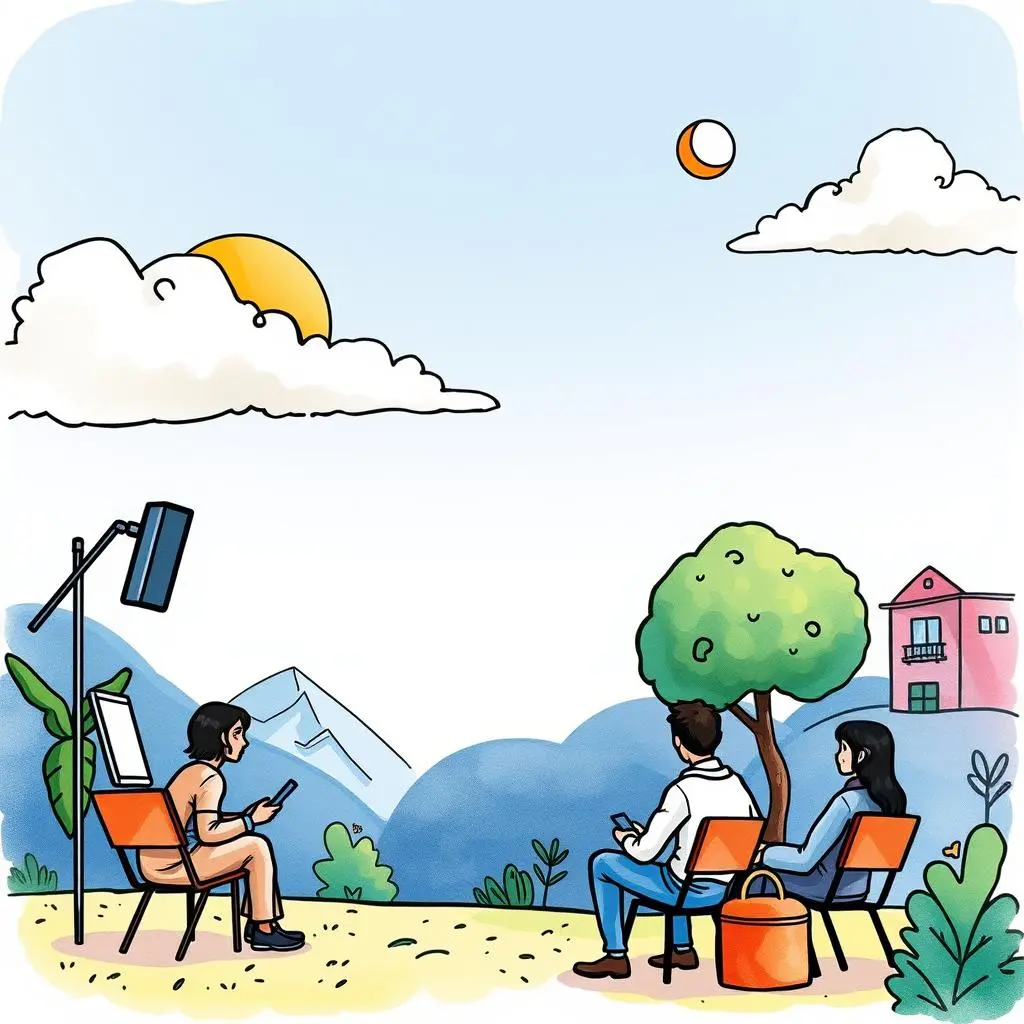 Target audience insights extractor: Identify key traits of your audience 1 Professionals analyzing audience insights in a creative outdoor setting.