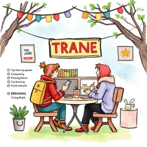 A young woman and a girl collaborate at a table under decorations, enhancing brand identity strategies.