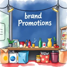 Colorful workspace illustrating brand promotions and budget tools.