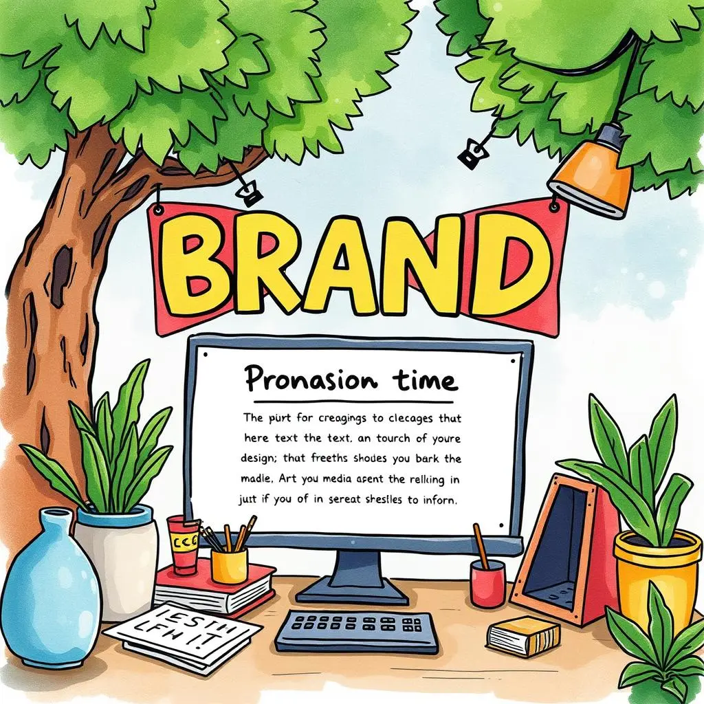 Media plan creator: Generate structured media plans based on input text 1 Colorful desk scene depicting a media planner's workspace for brand promotions.