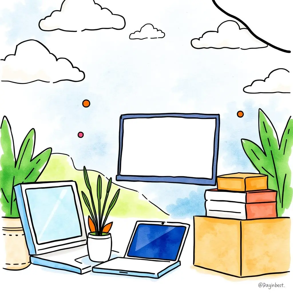 Ad headline creator: Generate catchy headlines for ads 1 Catchy ad headline creation tools with laptops and greenery in a bright workspace