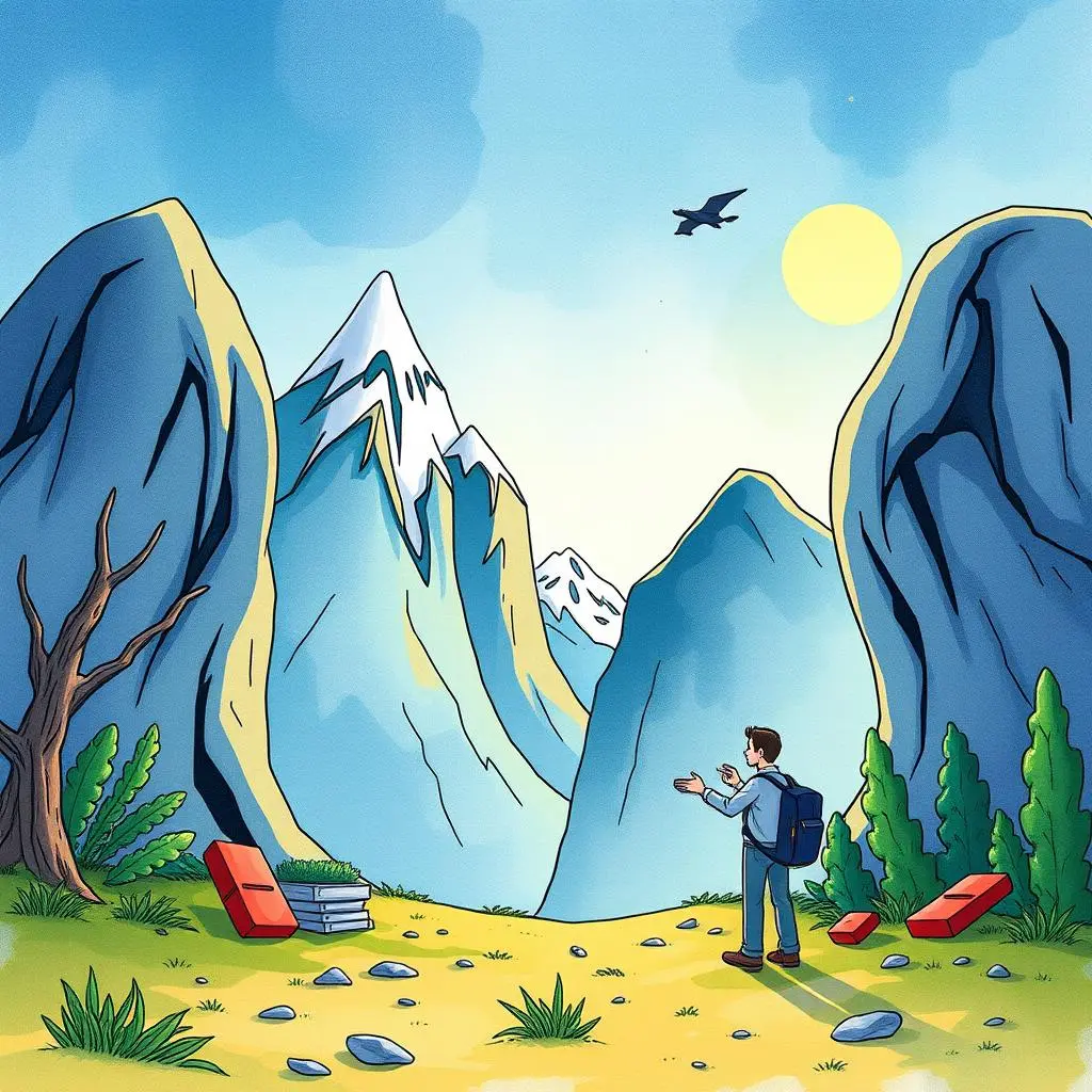 A person stands in a serene mountain landscape, contemplating brand storytelling strategies.
