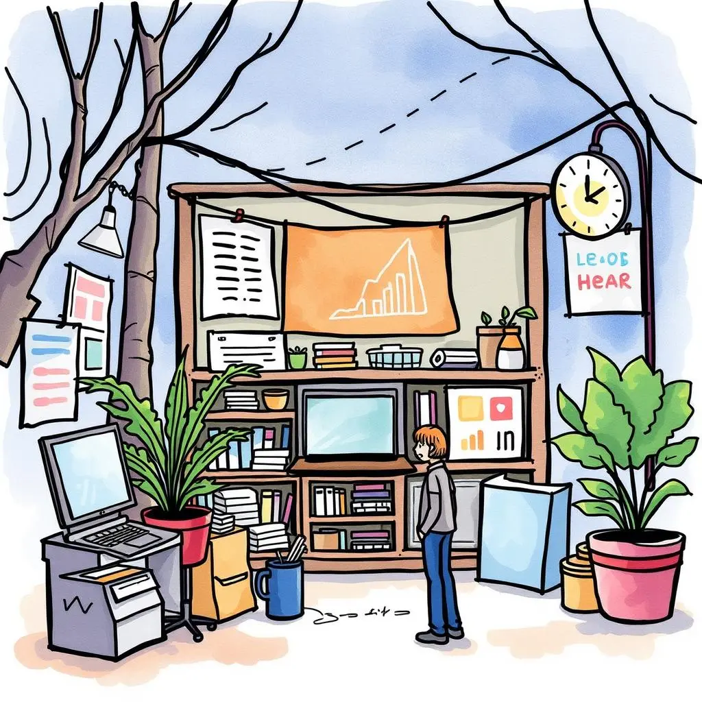 Budget tracker input: Track and categorize advertising expenses easily 1 Person analyzing marketing budget data in a cozy workspace with plants.