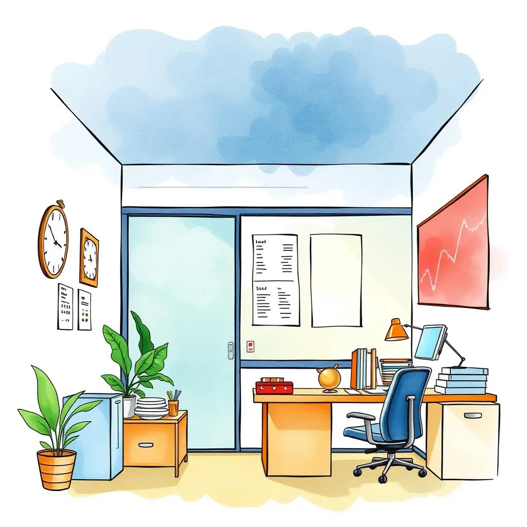 Budget adjustment insights generator: Provide insights for budget adjustments 1 A modern office space equipped for budget analysis and adjustment insights