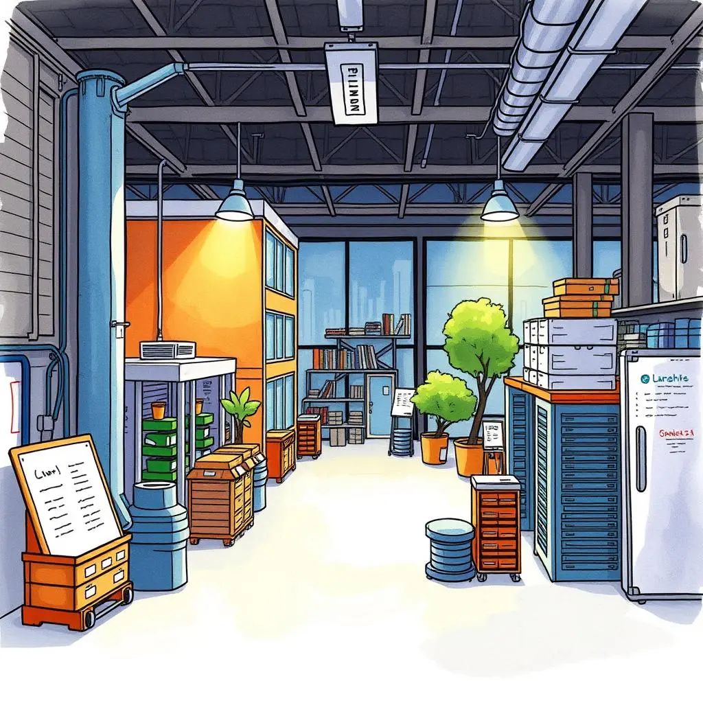 Vendor cost estimator: Calculate projected costs from vendor quotes 1 A vibrant administrative workspace with organized storage and clear signage.