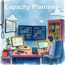 User analyzing system event logs for capacity planning insights.