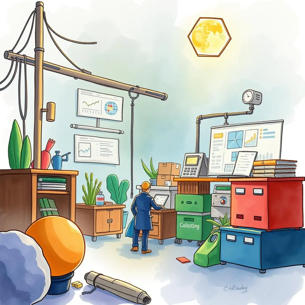 Workflow efficiency analyzer: Analyze and suggest enhancements in workflows 1 Person analyzing data in a vibrant workspace focused on workflow efficiency.