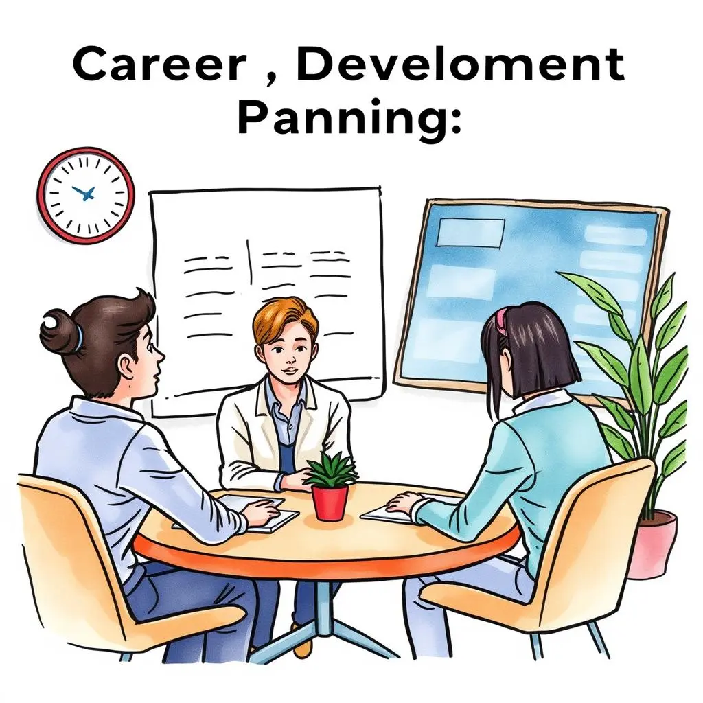 Feedback session notes generator: Create structured summaries of feedback sessions 1 Career development discussion among three professionals with a plant on the table