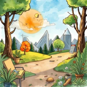 Change effect predictor: Forecast future implications of changes 3 A vibrant landscape illustrating change and transformation in nature.