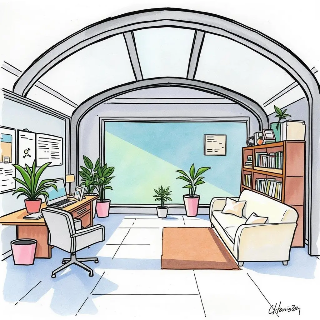 Change insight generator: Analyze and present change feedback 1 Modern office space with plants, desk, and natural light.