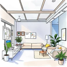 Modern office space showcasing collaborative feedback on design changes.