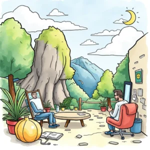 A serene outdoor scene depicting a person relaxed in nature, enhancing onboarding processes visually.