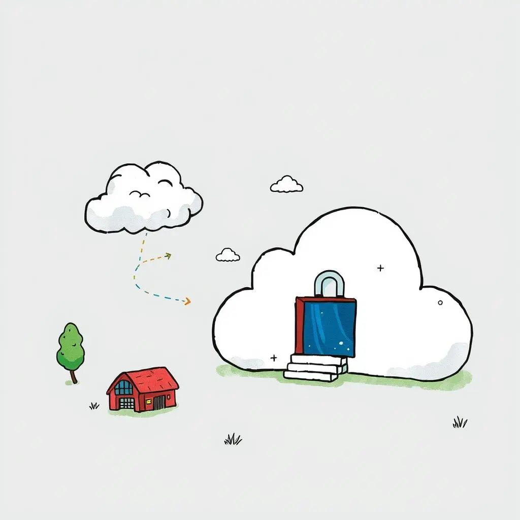 Anomaly detection ai: Detect and report unusual activity patterns 1 A secure cloud storage illustration with a padlock, home, and clouds representing anomaly detection.