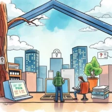 Users analyzing phishing threats within a secure cloud environment illustration.