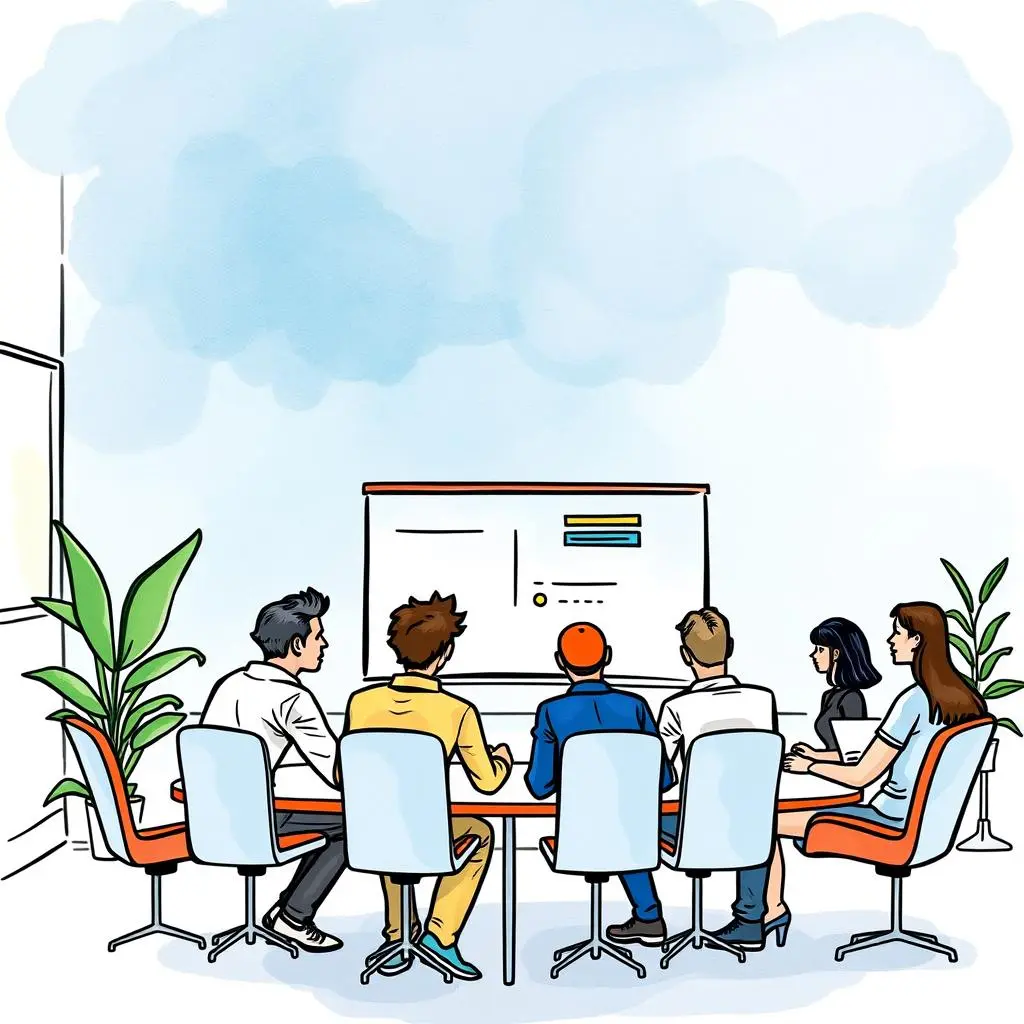 Team sync scheduler: Simplify setting up team meetings 1 Team members collaborating in a meeting to coordinate project schedules.