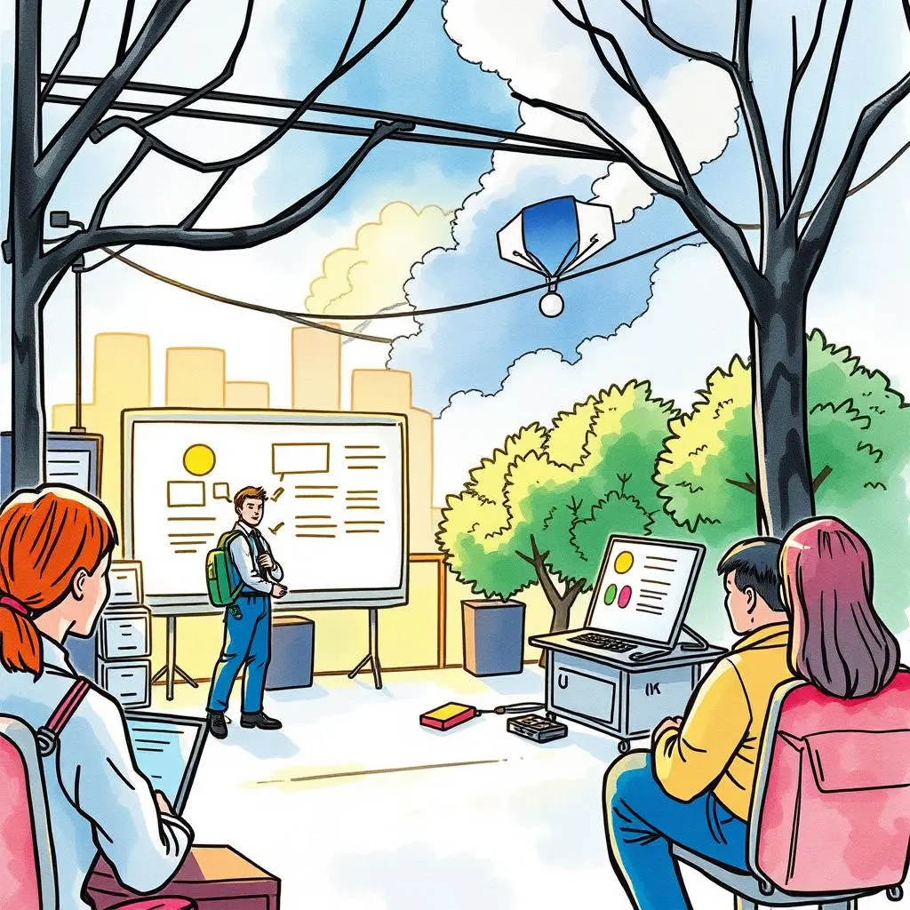 Team reviewing incident communication strategy in an outdoor setting.