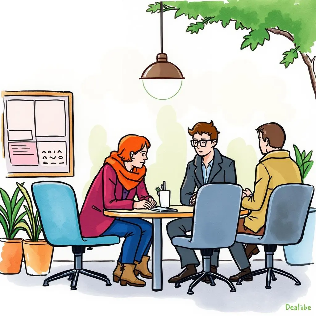 Resolution suggestion assistant: Propose solutions based on customer complaints 1 A group of three professionals discussing customer complaints at a round table.
