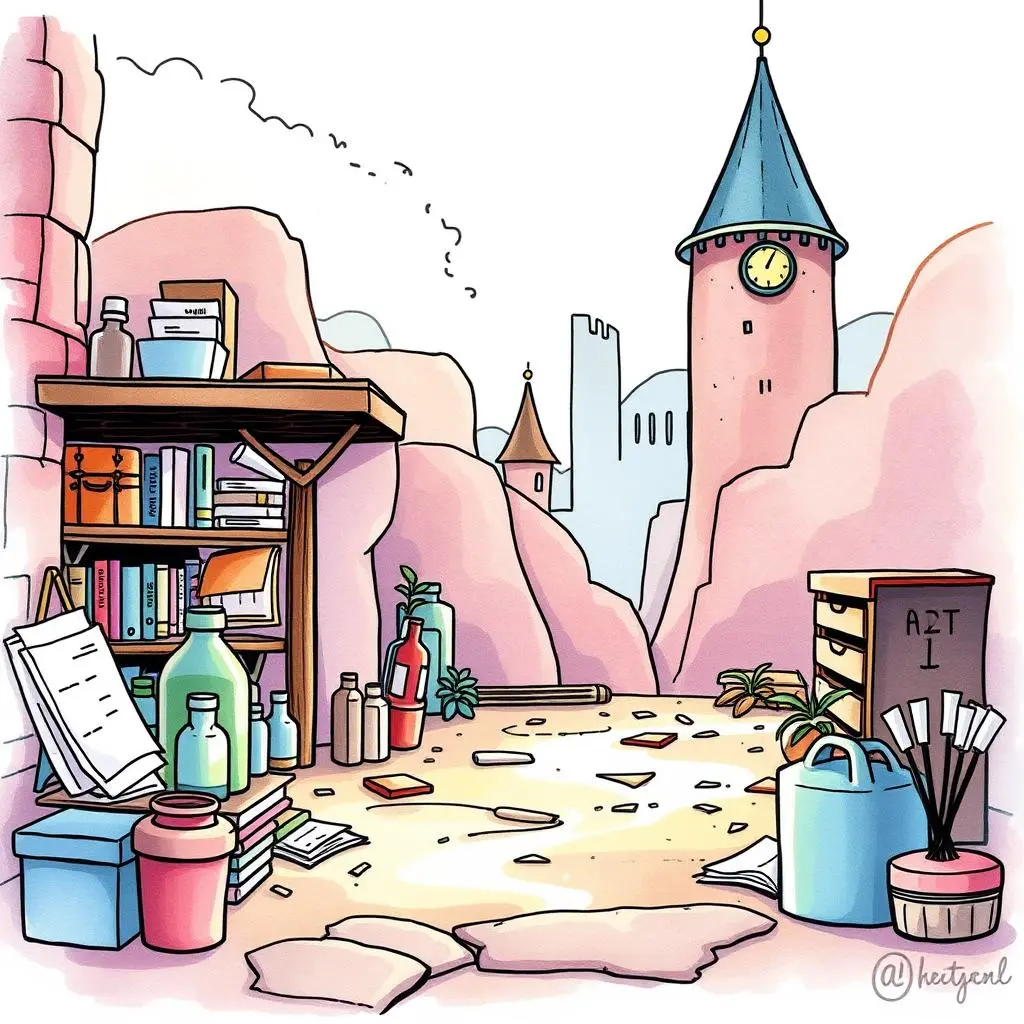 Law update summary tool: Condense changes in regulatory laws 1 Illustration of a cluttered research workspace with books and regulatory tools.