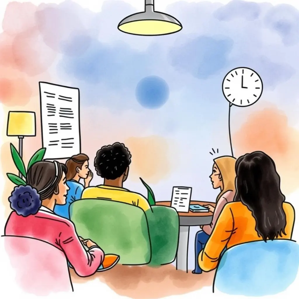 Diversity audit report creator: Generate detailed diversity audit reports 1 Diverse team discussing diversity audit reports in a modern office setting.