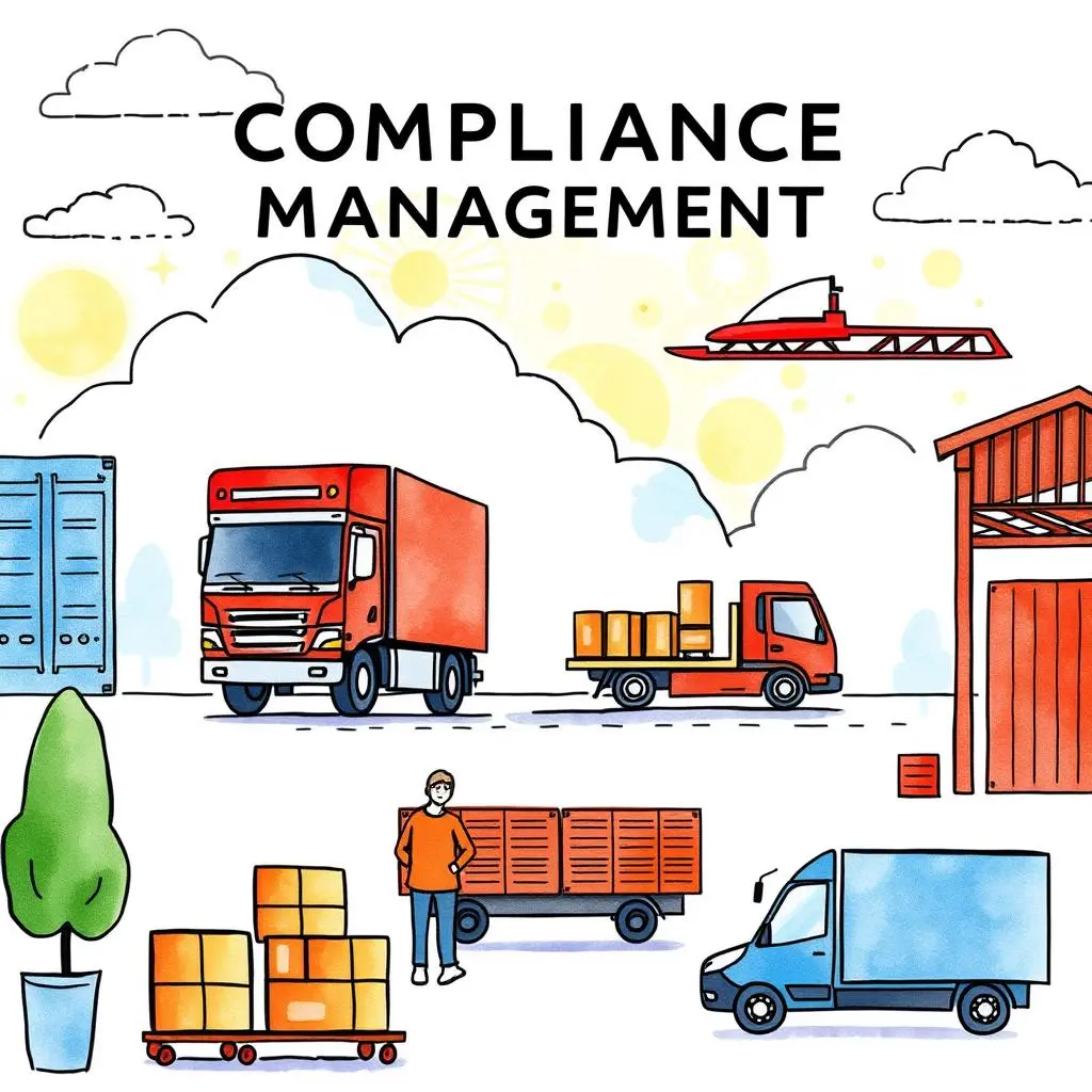 Kpis for supply chain enhancements: Outline supply chain performance goals 1 Illustration depicting supply chain logistics and compliance management activities.