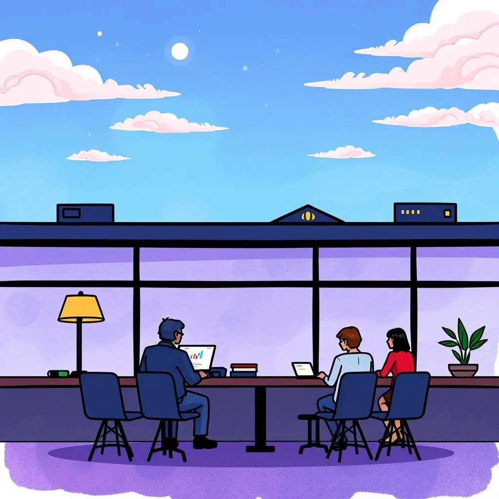 Training feedback text synthesizer: Generate feedback requests for compliance training sessions 1 Team collaborating in a sunny office to enhance compliance training feedback.