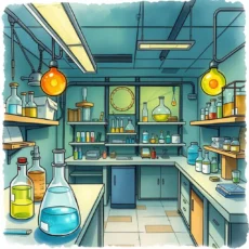 A well-equipped laboratory filled with various glassware and scientific instruments for experiments
