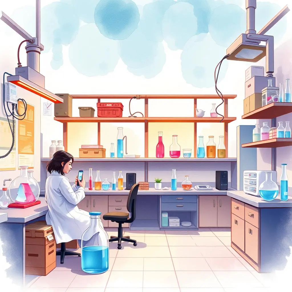 Experiment result analyzer: Generate insights from your experimental outputs 1 Researcher analyzing data in a modern laboratory workspace with experiment materials.
