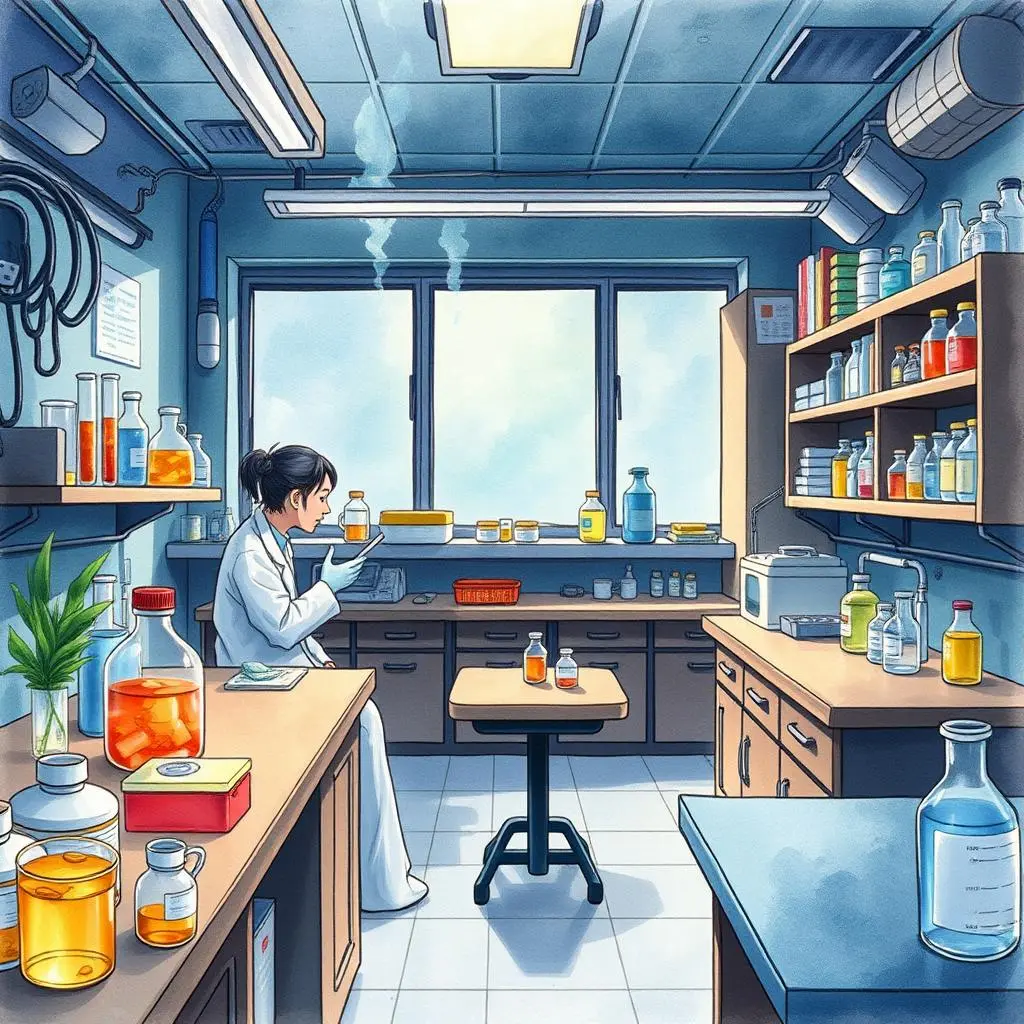 Preparation method optimizer: Suggest efficient preparation methods for experimental materials 1 Lab scene with a researcher optimizing preparation methods for experiments.