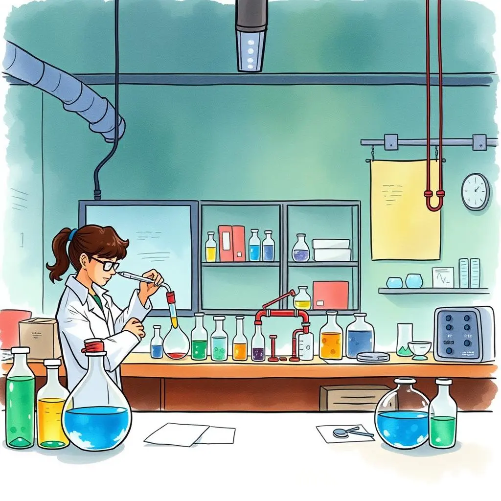Review rebuttal creator: Draft responses to peer review feedback efficiently 1 A researcher in a lab using a pipette with colorful chemical solutions on the table.