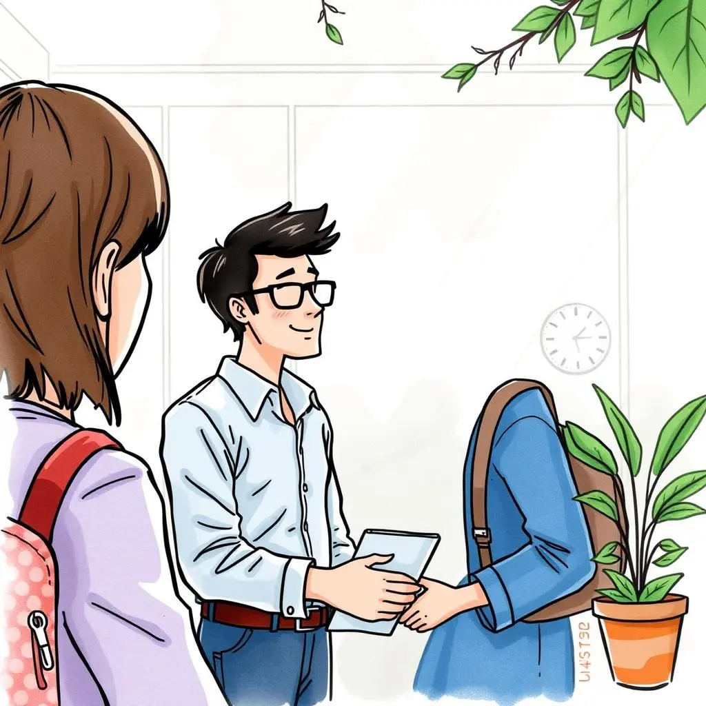 Customer profile analyzer: Identify unique characteristics of customers 1 A young man hands a tablet to a woman in a modern office, with another woman observing.