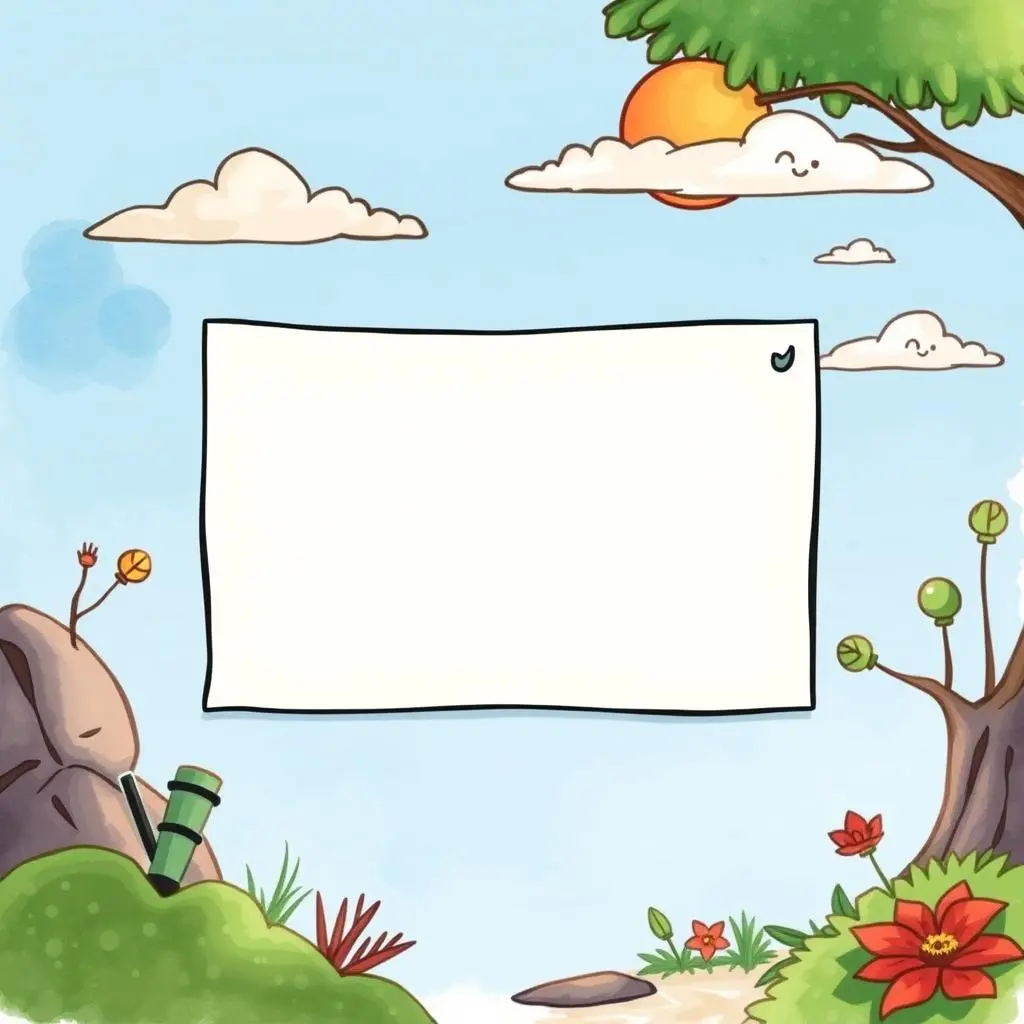 Readability checker: Assess and improve text readability score 1 A vibrant illustration featuring a blank canvas surrounded by colorful nature elements.