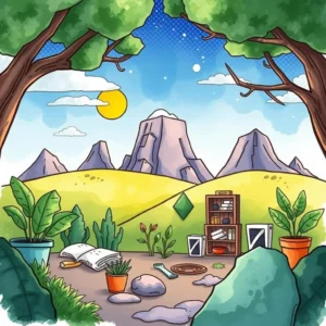 Improvement plan generator: Create structured development plans 8 Improvement Plan Generator scene with nature and tools