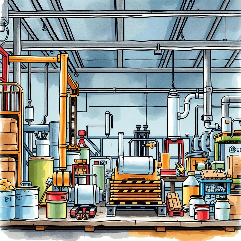 Waste analysis helper: Analyze text for waste reduction ideas 1 Waste Analysis Helper in a manufacturing facility showcasing tools for waste reduction efforts