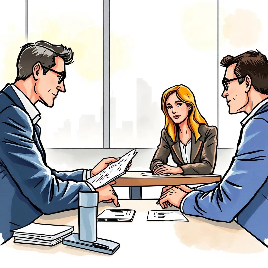 Contract summary generator: Create brief overviews of agreements 1 Professionals discussing contract summaries in a modern office setting.