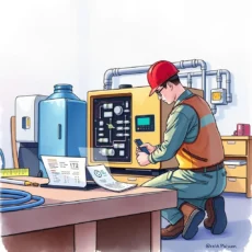 A technician using a Test Equipment Report Creator tool while analyzing equipment data in a facility.