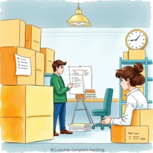 Resolution tracker: Monitor progress of implemented corrective actions 2 Two professionals discussing corrective actions in a supply chain office.