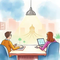 Engagement Proposal Optimizer tool aiding strategists in a collaborative workspace with a city view